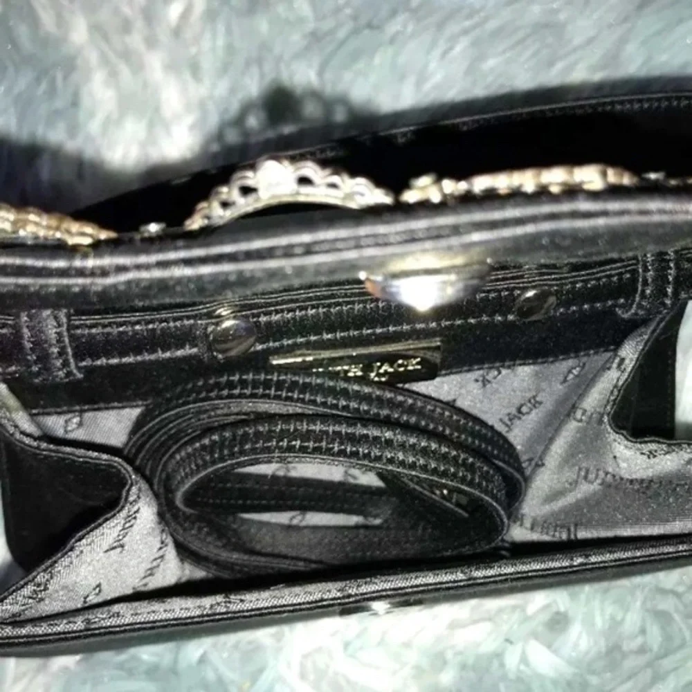 Judith Jack Floral Marcasite Satin Detachable Strap Small Clutch Handbag Purse